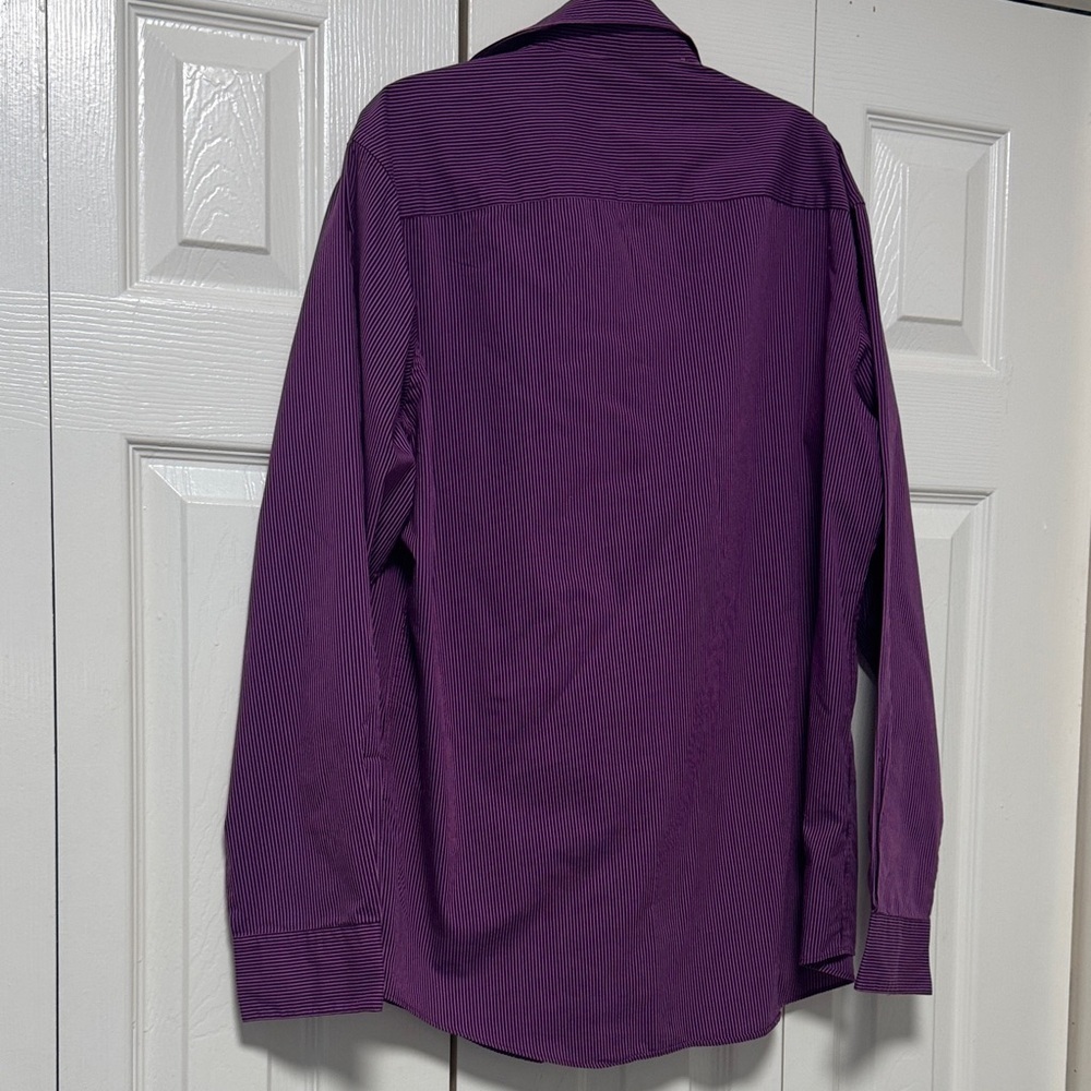 Alfani Men's Purple Pinstripe Dress Shirt A-2 - Picture 4 of 6